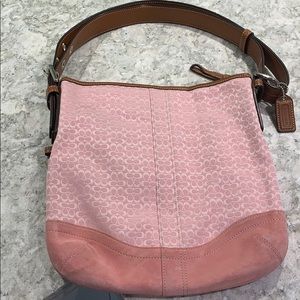 Coach USED Pink Signature Shoulder Bag